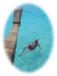 Jurgen swimming in crystal clear waters