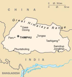 Map of Bhutan