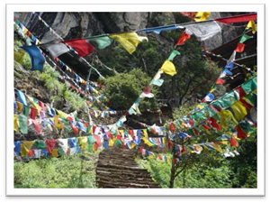 Prayer flags on way to Tigers Nest