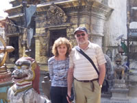 J&M at Temple in Kathmandu centre